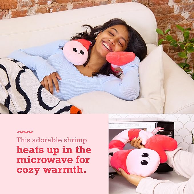 Happy Helper Menstruation Crustacean Shrimp by Relatable, Microwavable Heating Pad For Period Cramps, Cuddly Plushies, Great Gift Ideas for Loved Ones of All Ages, 1 Lavender Scented Heating Pad
