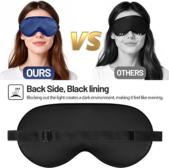 Silk Sleep Mask for Sleeping, Blackout Eye Mask with Adjustable Strap, Lightweight & Comfortable Blindfold for Women & Men, Includes Protective Laundry Bag for Eye Cover(Blue)