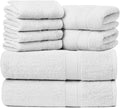 Ariv Towels Pack of 8, Premium Cotton Towel Set (2 Bath Towels + 2 Hand Towels + 4 Washcloths), Large, Super Soft, Quick Dry, Highly Absorbent for Home, Bathroom, Gym, Hotel & Spa - White