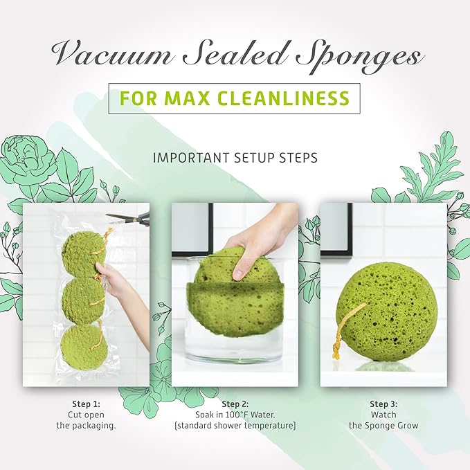 Spongentle Loofah Sponge for Shower and Bathing, Bath Sponge with Dual Texture, Shower Pouf for Gentle and Deep Exfoliation, Large Size Body Scrubber for Men & Women, PU Foam, 37% More Lather, 3 Pack
