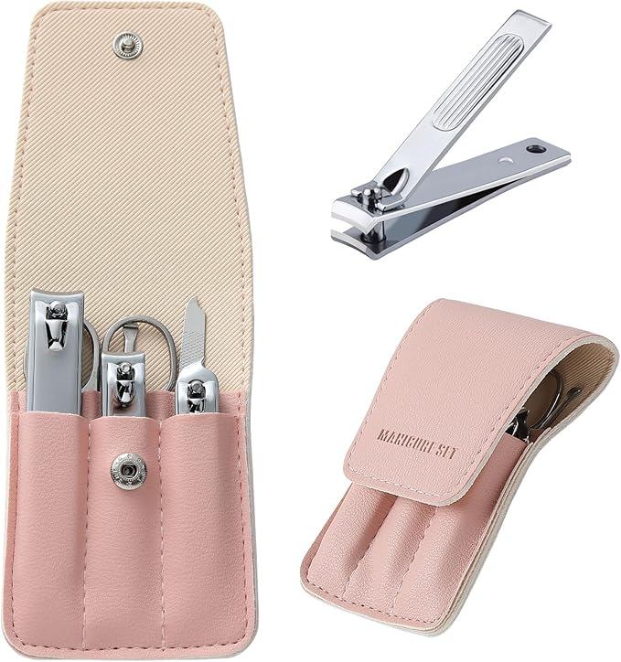 Nail Clipper Set Gifts for Women, 6 Pcs Case Fingernail Clipper Christmas Stocking Stuffers for Adults (Pink)