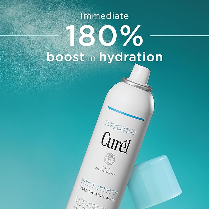 Curel Japanese Skin Care Deep Moisture Spray, Moisturizer for Dry Skin, Face Hydrating Spray with Ceramides, 5.2 Oz