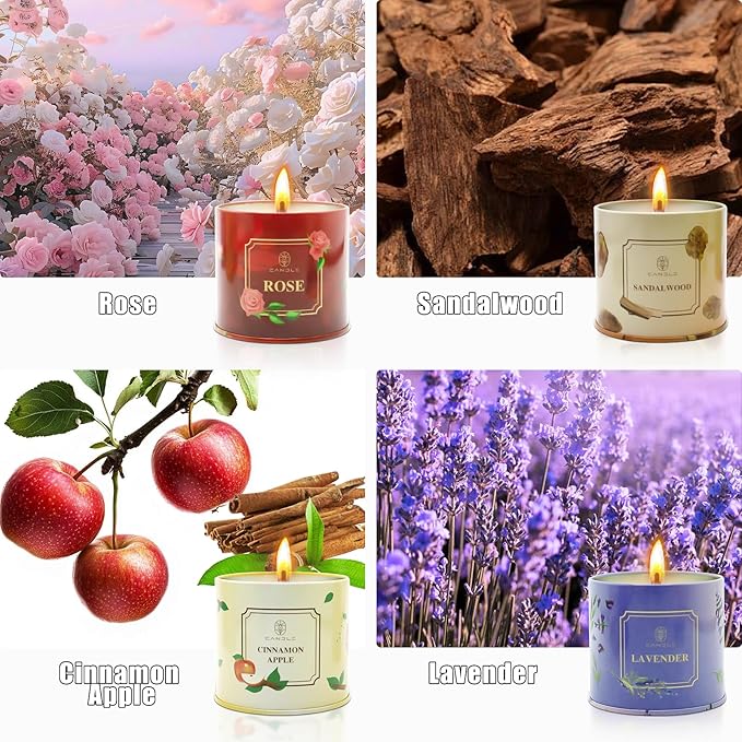 Mothers Day Gifts, Scented Candles, 4 Pack Long Lasting Soy Wax Candles Gift Set Birthday Gifts for Women, Party Favors Decoration