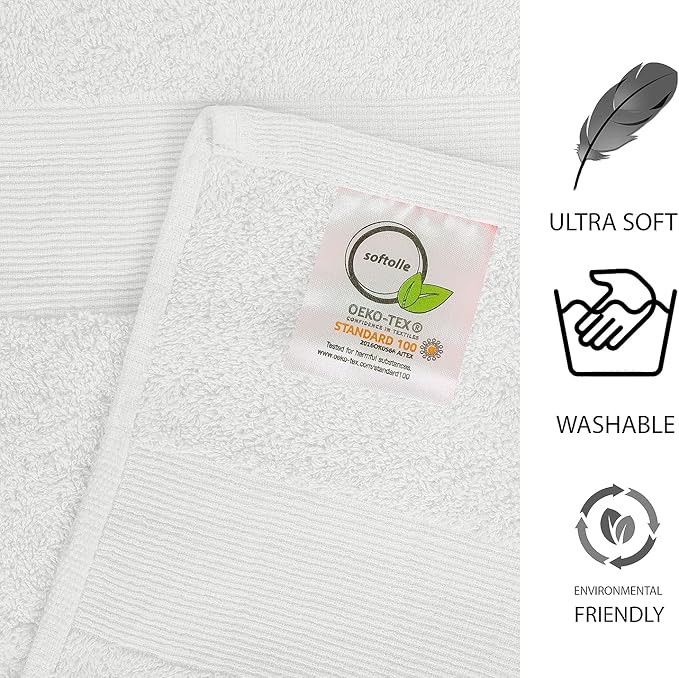 Softolle 100% Cotton Luxury Bath Sheets - Pack of 2 (35" x 70") | Super Soft, Quick-Dry & Highly Absorbent Towels for Bathroom, Home, Spa & Gym (White)