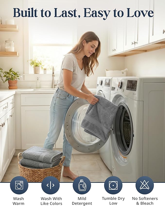 LANE LINEN Luxury 24 PCs Bath Towels Set - 100% Ring Spun Cotton Towels for Bathroom - Quick Dry, Soft & Absorbent, Perfect for Kids, Guest & Everyday Use - Oeko Tex Certified -Space Grey