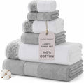 Modern Threads 600 GSM 6-Piece Towel Set with Filgree Jacquard Border, Silver