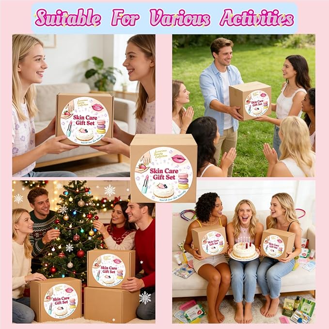 204PCS Spa Party Supplies for Women, Spa Party Favors Include Facial Masks,Under Eye Patches, Lip Balm, Hair Rings, Makeup Mirrors, Hand Cream, Mini Hair Brush for Women, Sleepover Party Women