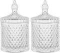 rejomiik Qtip Holder Glass Apothecary Jars with Lid Bathroom Accessories Vanity Organizers and Makeup Storage for Cotton Swabs, Makeup Sponges, Candy, Jewelry, 2 Pack Large Clear
