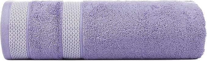 CASA COPENHAGEN Solitaire 6Pcs 100% Egyptian Cotton Large Designer Towels Gift Set- Purple Rose - Pink, 600GSM, 2Bath 2Hand 2Washcloths, Bath Towels for Bathroom Set for Women & Men