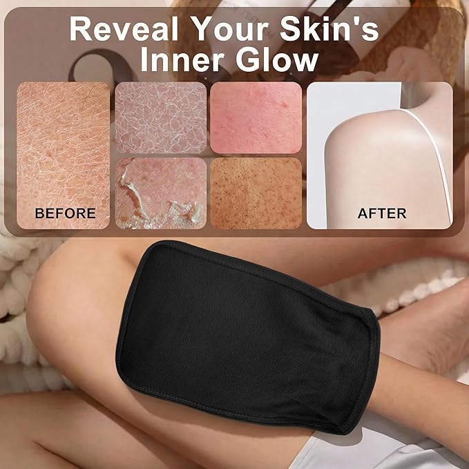 (black) 1PCS Durable Body Scrub, Dead Skin Remover & Body Scrubber Exfoliator, Body Exfoliating Gloves for Shower, washcloth exfoliating, exfoliating glove for Smooth Skin