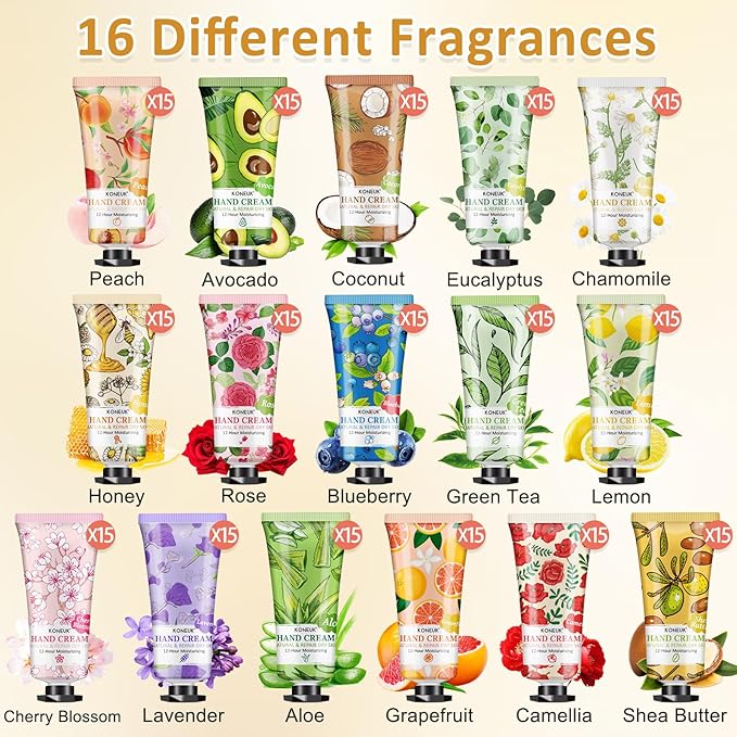 240 Pack Hand Cream Set for Women, Mothers Day Gifts, Bridesmaid Gifts, Birthday Gifts, Small Gifts and Teacher Appreciation Gifts, Bulk Moisturizing Hand Lotion Travel Size for Dry Cracked Hands