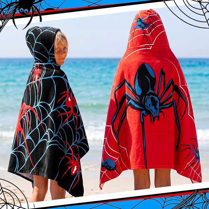 Peryiter 2 Pcs Spider Beach Towel Quick Dry Towels Swimming Bath Shower Pool Travel Trips Vacations Absorbent Soft Beach Blanket(Bright Spider, 50 x 30 Inches)