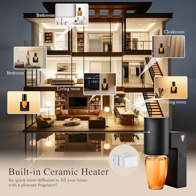 ROSSEX 4 Pcs Wall Fragrance Plug in with Night Light Compatible with Bath and Body Works Wallflowers, with 3-Speed Adjustable Fragrance Essential Oil Diffuser for Home, Black