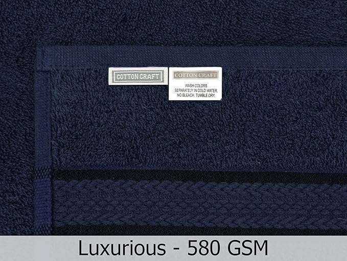 COTTON CRAFT Ultra Soft Washcloths - 12 Pack 100% Cotton Facecloths - Baby Wash Cloths - Absorbent Quick Dry Everyday Luxury Bathroom Kitchen Spa Gym Pool Dorm - Plush 580 GSM - 12x12 - Navy