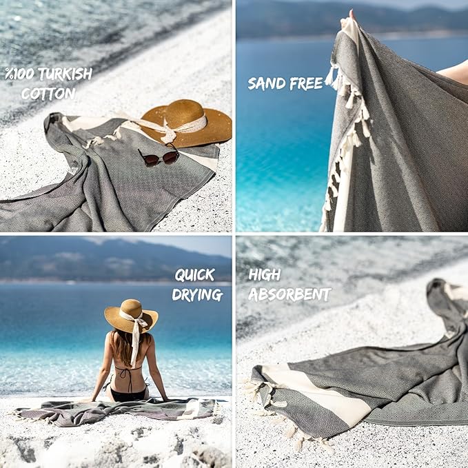 Turkish Beach Towel Oversized Clearance XL 40x71- Sand Free - 100% Cotton Soft Quick Dry - Extra Large Blanket Travel and Pool Towels for Adults- Cloud Sandproof, Beach Essentials for Women
