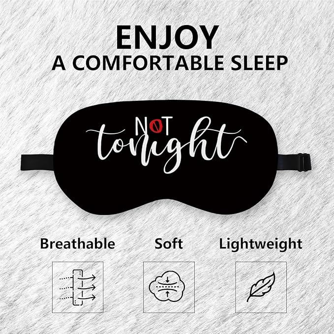 Not Tonight Couple Silk Eye Mask for Sleeping, Bride Eye Mask, Funny Valentine's Day Blindfold Adjustable Strap Night Sleep Mask for Bride, Bridal Shower Gifts Wedding Sleeping Mask Eye Cover