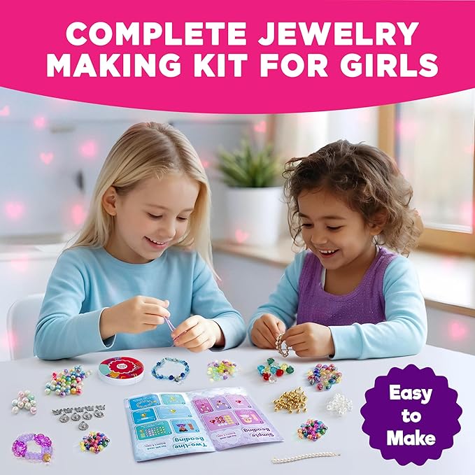 Doctor Jupiter Jewelry Making Kit for Kids Ages 6+ | Arts & Crafts for 6-8-12 Year Olds | Charm Bracelets, Necklace Making Kit, Princess Toys for Girls | Christmas Gift Ideas