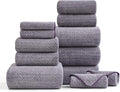 Ultra Soft Bath Towel Set,12 Piece (4 Bath Towels,4 Hand Towels,4 Washcloths) Family Bathroom Towels Set with Hanging Loop,Quick Dry Extra Absorbent Shower Towel for Bathroom,Hotel,Spa-Dark Purple