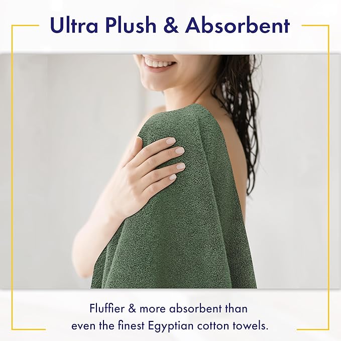 Alusa Home Ultra Soft & Plush Viscose from Bamboo Bath Towels - 700 GSM Luxury Bath Towels - 6 Piece Set - Super Absorbent & Quick Drying (Hunter Green)