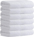 Aibaser Bath Towels, 27x54inch - Natural, Ultra Absorbent Towels for Bathroom, Travel, Gym, Shower and Spa (6 Piece Set) (White)