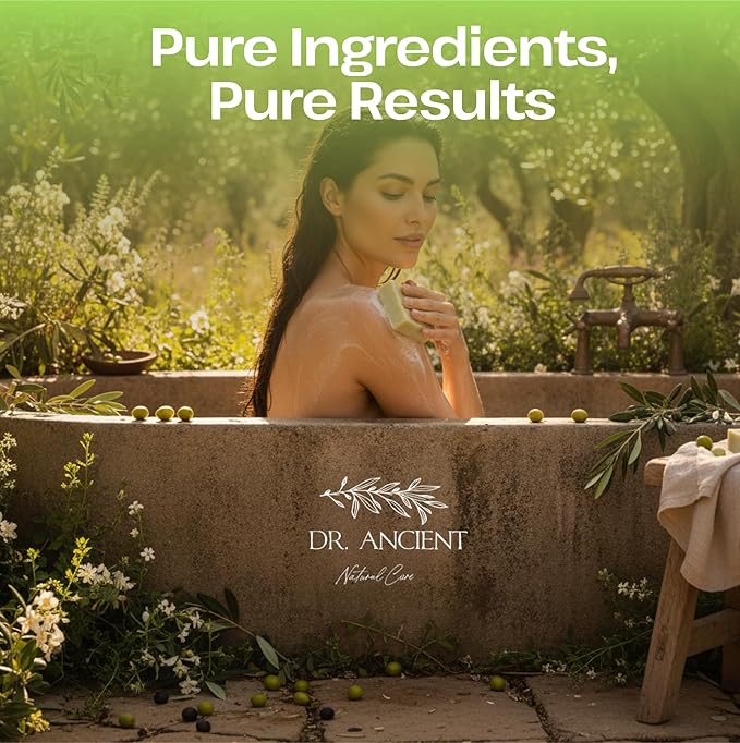 Dr.Ancient Olive Oil Soap Bar, Organic Soap Bars Handcrafted the Traditional Way, Natural Chemical-Free, Vegan, Used for Face Wash, Body Wash, Hand Cleansing and Skin Care, Gentle Cleanser