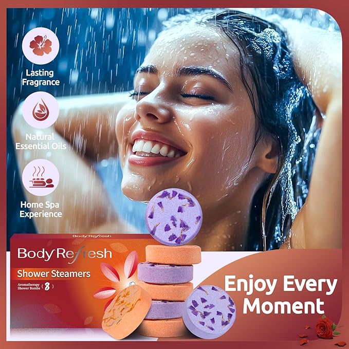Shower Steamers Aromatherapy - 8 Pack Shower Bombs with Essential Oils, Mothers Day Gifts for Mom Wife, Birthday Gifts for Women Self Care Relaxation Home SPA Stress Relief Teacher Appreciation Gifts