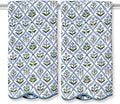 Ridhi Block Print Light Steel Blue Cotton Spa/Beach Towel 27"x54" Set of 2 Handmade Bath Towel, Quick Dry Turkish Style Bath, Soft Absorbent Luxury Towel for Home, Gym & Spa, Boho Bathroom Décor