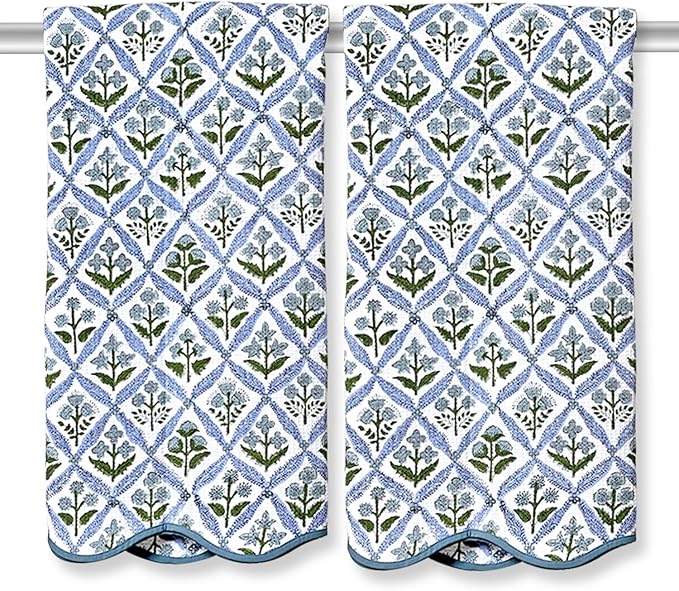 Ridhi Block Print Light Steel Blue Cotton Spa/Beach Towel 27"x54" Set of 2 Handmade Bath Towel, Quick Dry Turkish Style Bath, Soft Absorbent Luxury Towel for Home, Gym & Spa, Boho Bathroom Décor