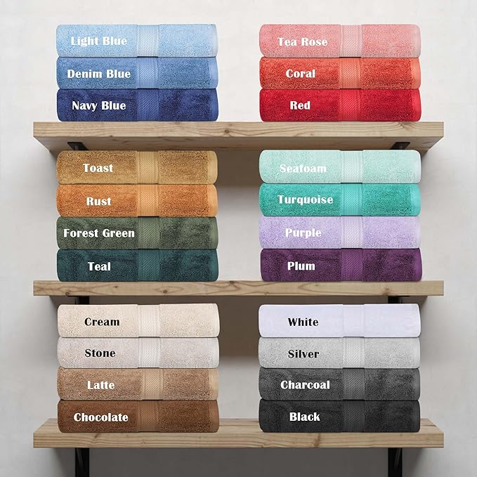SUPERIOR Egyptian Cotton Pile Bath Sheet Set of 2, Ultra Soft Luxury Towels, Thick Plush Essentials, Absorbent Heavyweight, Guest Bath, Hotel, Spa, Home Bathroom, Shower Basics, Forest Green