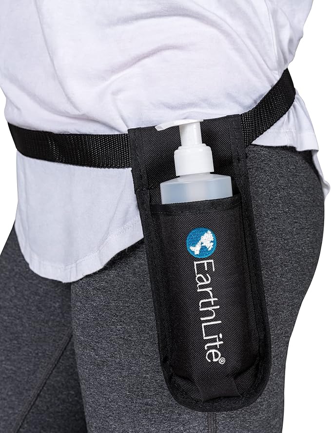 EarthLite Massage Bottle Holster Single Kit - Incl. 1 Bottle, Heavy Duty Strap, Adjustable for Massage Oil & Massage Lotion (1x 8oz)