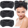 Hicarer 3 Pieces Towel Headbands for Women Makeup Spa Headband for Washing Face Shower (Black)
