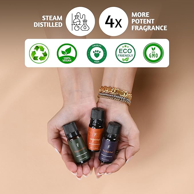 Folkulture Essential Oils Set for Diffuser | Set of 6 Luxury Floral & Oud Fragrance Oils | Orchid Oud, Rose Oud & Warm Sensual Blends, Eid Gifts & Home Fragrance Gift Set