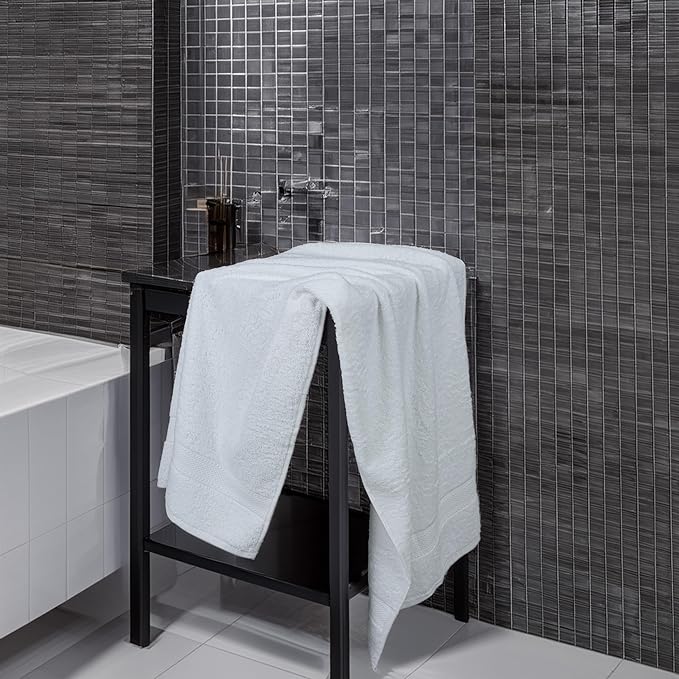Commercial Bulk Pack of 12 Small Bath Towels – 100% Cotton Terry 24" x 46" – Ideal for Hotels, Salons, Gyms, Spas & Institutional Use – White