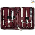 3 Swords Germany - brand quality 6 piece manicure pedicure kit set for professional finger & toe nail care with synthetic leather case - Made in Germany - burgundy
