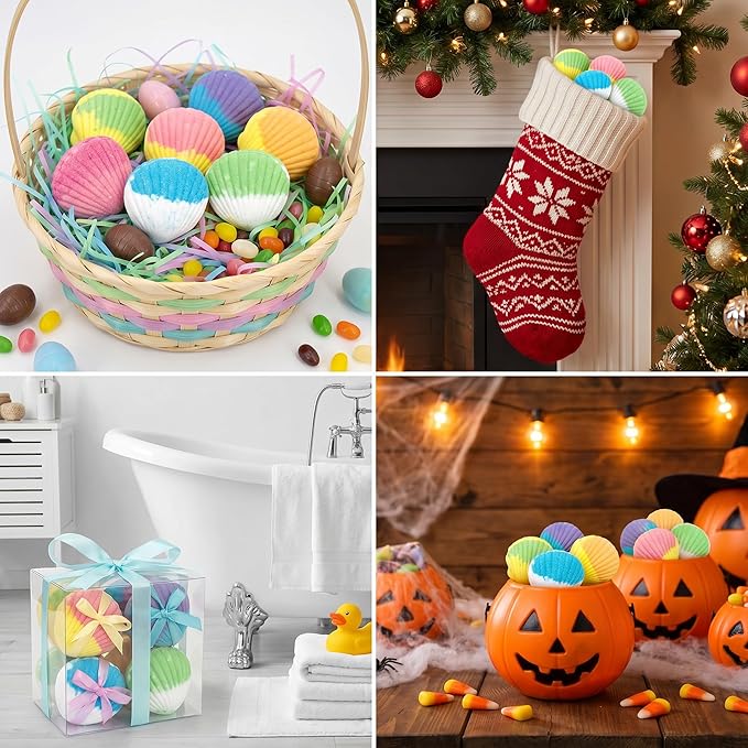 Clear&Fresh Magic Shell Bath Bombs for Kids with Surprise Jewelrys Inside, 9 Extra Large Bath Salts with Calming and Long Lasting Scent, Natural Bubble Bath Bombs for Girls Sensitive Skin