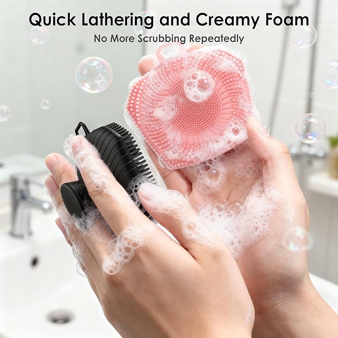 RamPula Face Scrubber, Pore Brush | Lymphatic Drainage Brush, Silicone Facial Cleansing Brush, Face Brush for Lymphatic Drainage Massager and Blackhead Removing Pore Cleansing Massaging for Sensitive