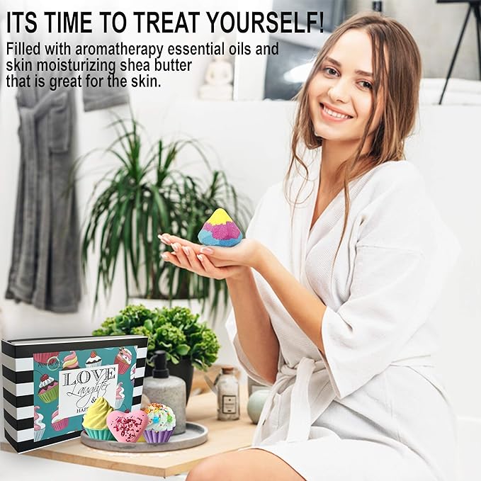 Bath Bombs Gift Set – Mothers Day Gift for Mom, 6 Organic Bathbombs w/Natural Ingredients, Aromatherapy Bubble Bath Fizzy for Kids, Teens, Women – Skin Moisturizing Bath Bombs for Girls Lush Spa Kit