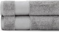 BIOWEAVES 100% Organic Cotton 700 GSM Plush Bath Towels 30" x 58" GOTS Certified - Light Grey, Pack of 2