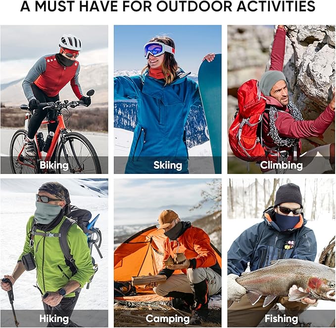TICONN Neck Gaiter Face Cover Scarf, Neck Warmer Breathable Sun & Wind-proof for Skiing Fishing Hiking Cycling