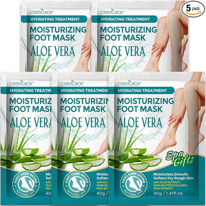 5 Pack Moisturizing Foot Mask,Hydrating Foot Masks for Dry Cracked Feet,Moisturizing Socks Dry Skin Moisturizer for Soft and Smooth Touch Feet,Foot Care Spa Gifts for Women Men Mothers Day Gifts