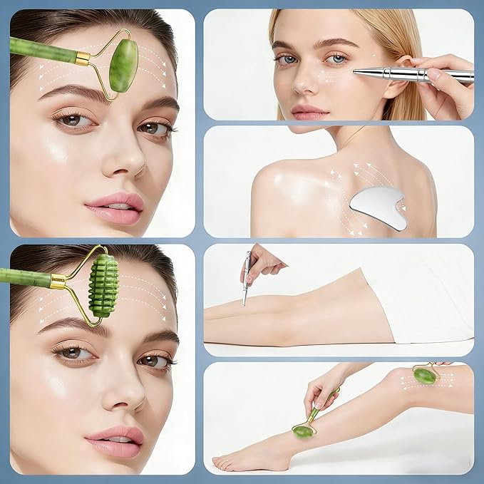 Stainless Steel Gua Sha Tool, Face Roller, Manual Massage Pen, Jade Roller Facial Tools for Face