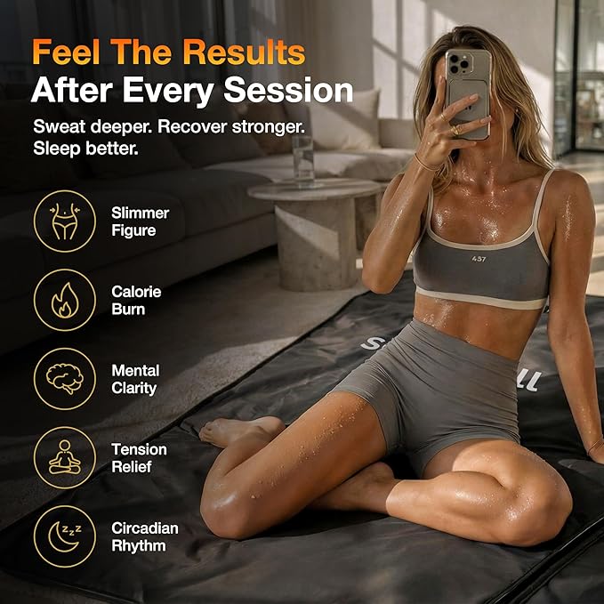Infrared Sauna Blanket | XL Size Fits 6'5" | Low EMF Sauna Blanket for At-Home Muscle Recovery & Tension Release | Far Infrared Heat, Easy-Clean Waterproof Design, Fast Heating Temp 77–176°F