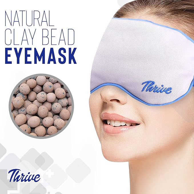 Thrive Clay Bead Eye Mask - Heated Eye Mask for Dryness Relief - Cold Compress for Puffiness - Stye Compress - Gray - with Washable Cotton Cover - Pack of 1