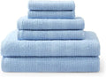 Martha Stewart - Bath Towels, Soft & Absorbent 100% Cotton Towels, Solid 500 GSM, 6-Piece Bathroom Towel Set with Textured Weave (Bedford Cottage Blue)
