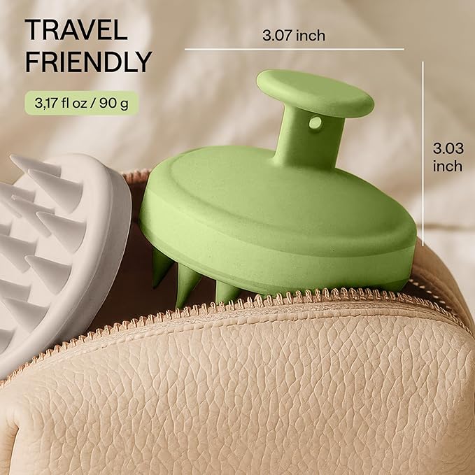 Silicone Scalp Scrubber for Dandruff – Serum, Balm, & Hair Oil Applicator – Scalp Massager Hair Growth for Men, Women – Shampoo Massager Brush or Head Scratcher – Alternative to Shower Comb (Green)