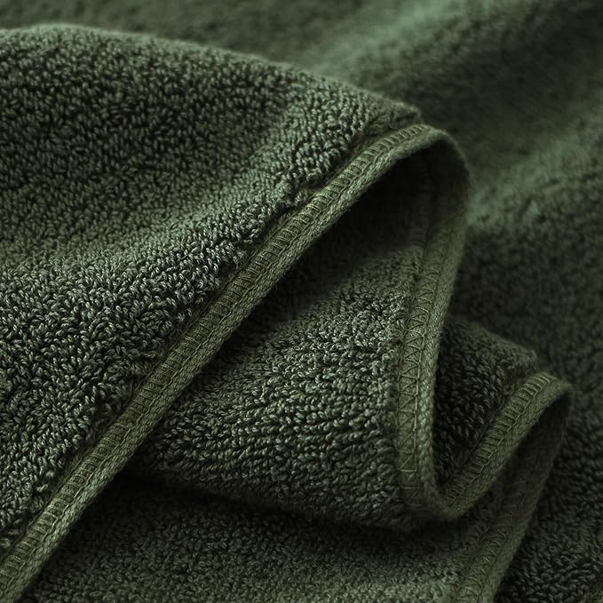 27x55 Bath Towels Set 100 Percent Cotton 650GSM Luxury Super Soft Absorbent Bathroom Towels (Olive Green,Pack of 2)
