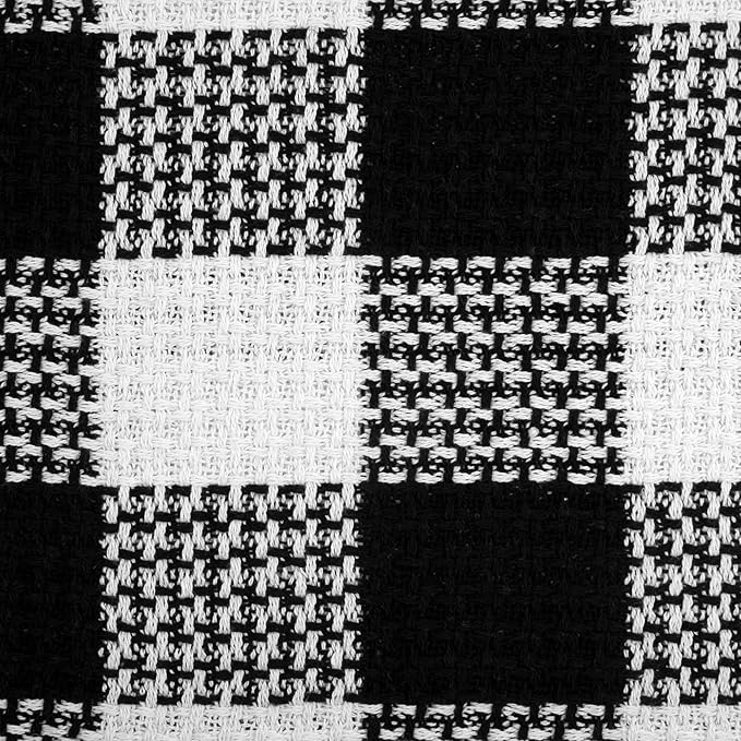 Fine Cotton Blend Blanket Luxurious Weave Stylish Design Soft and Comfortable All Season Warmth, Full/Queen, Buffalo Plaid Black White(Pack of 1)