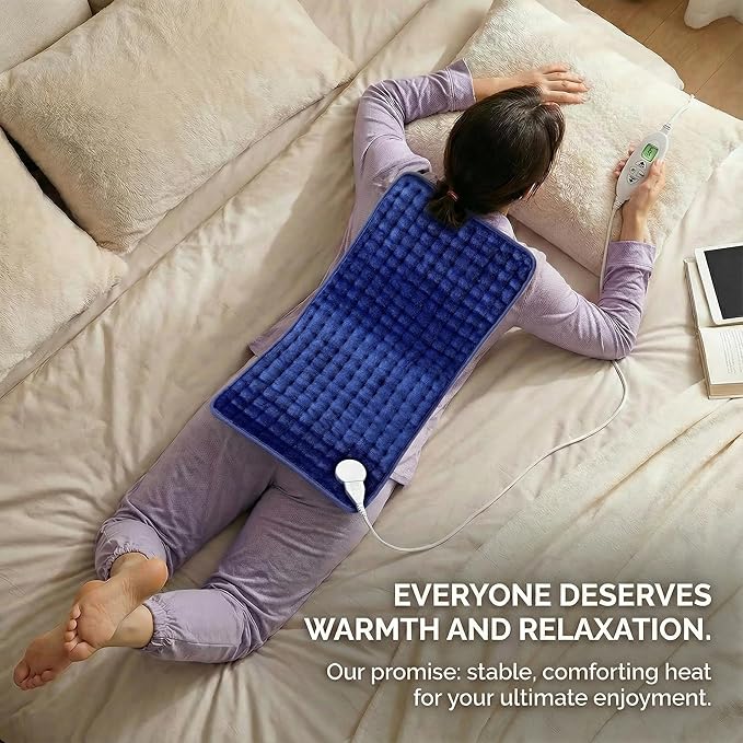Electric Heating Pad, 2025 Upgraded Dual Mode Controller (Manual and auto Off Mode),Multiple Safety protections, Comfortable Soft, Machine Washable（20"x 24" Dark Blue）
