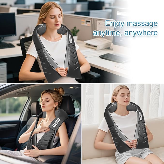 UFFAE Shiatsu Neck and Back Massager with Heat, Electric Deep Tissue Kneading Neck and Shoulder Massage, Best Gifts for Women Men Mom Dad Mothers Fathers Day Birthday Gift, Black (NOT Cordless)