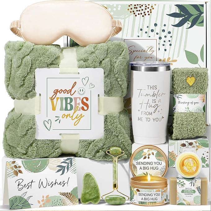 Self Care Get Well Soon Gift Baskets for Women, Birthday Gifts for Women Care Package Thinking of You Relaxing Spa Gift Set, Unique Valentines Day Gifts for Her Mom Friends Wife Girlfriend Sister